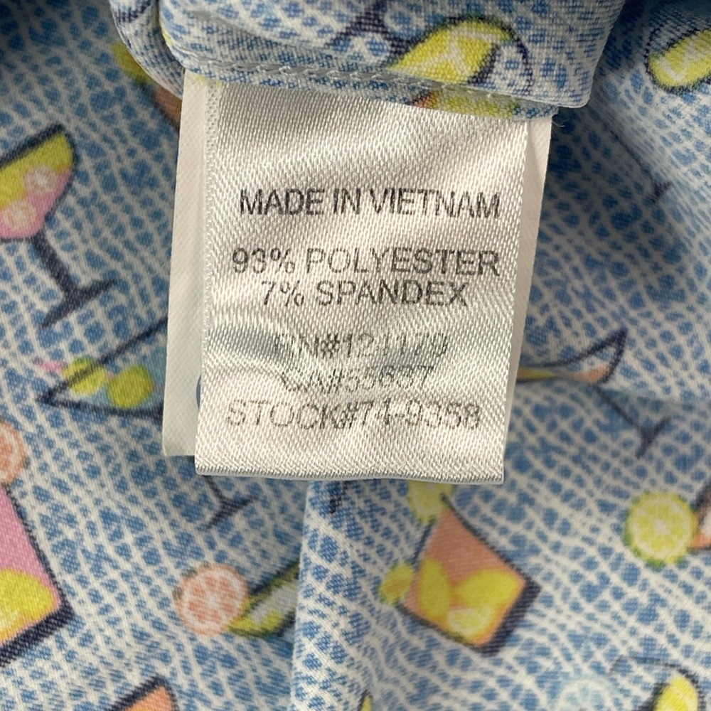 Johnston & Murphy Performance Button Down Shirt Mens XL Blue Cocktail Print - Picture 5 of 9